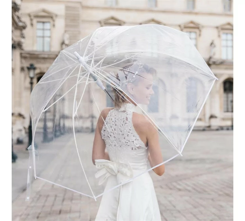 Parapluie de golf transparent blanc mariage