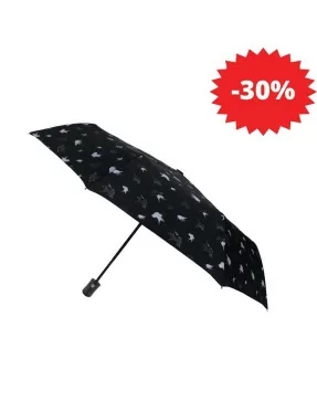 Smati petit parapluie automatique noir avec oiseaux