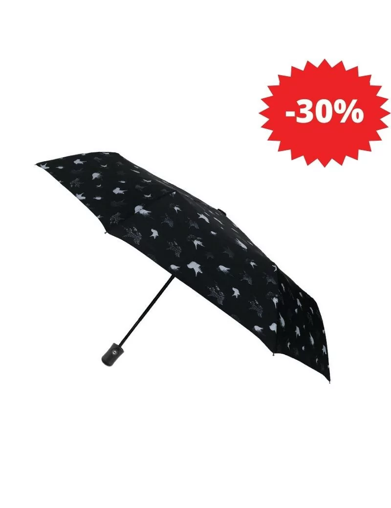 Smati petit parapluie automatique noir avec oiseaux