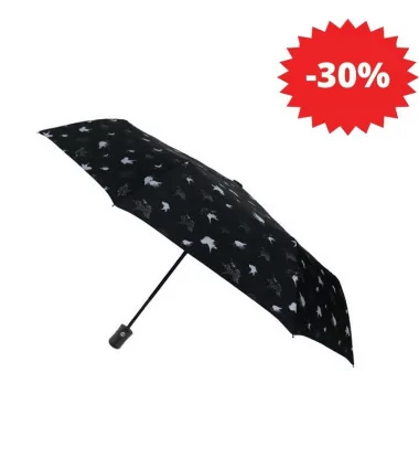 Smati petit parapluie automatique noir avec oiseaux