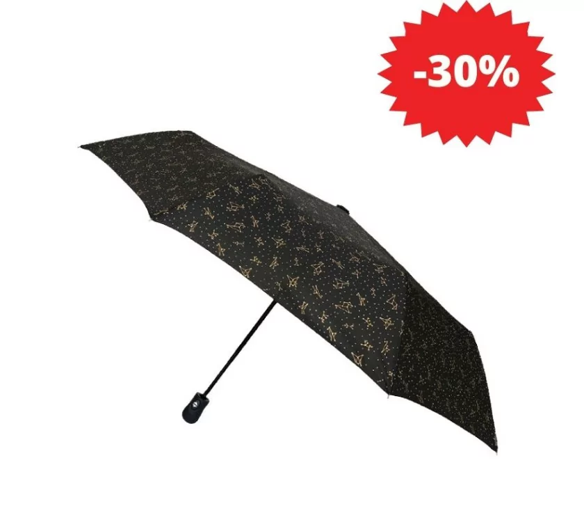 Smati parapluie pliant noir avec constellation dorée