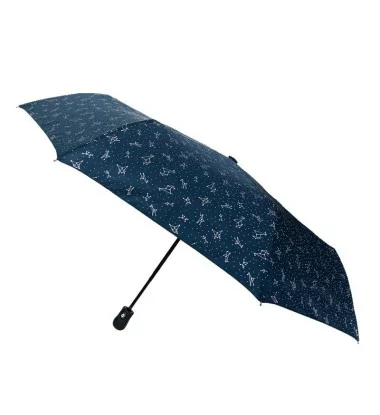 Smati parapluie pliant bleu avec constellation argentée