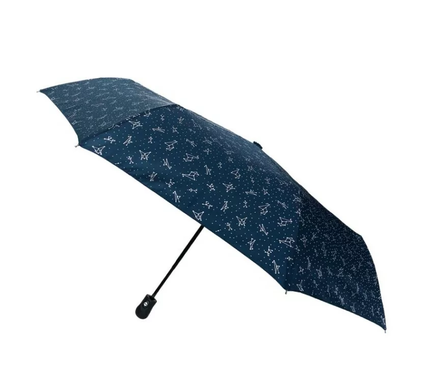 Smati parapluie pliant bleu avec constellation argentée