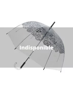 Smati parapluie long transparent automatique paisley noir