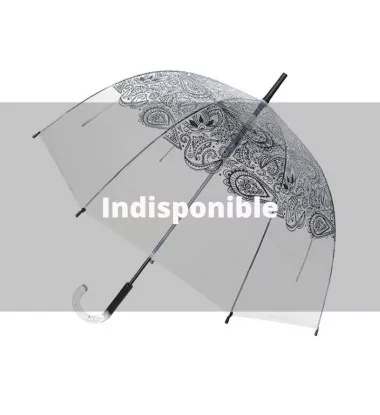 Smati parapluie long transparent automatique paisley noir