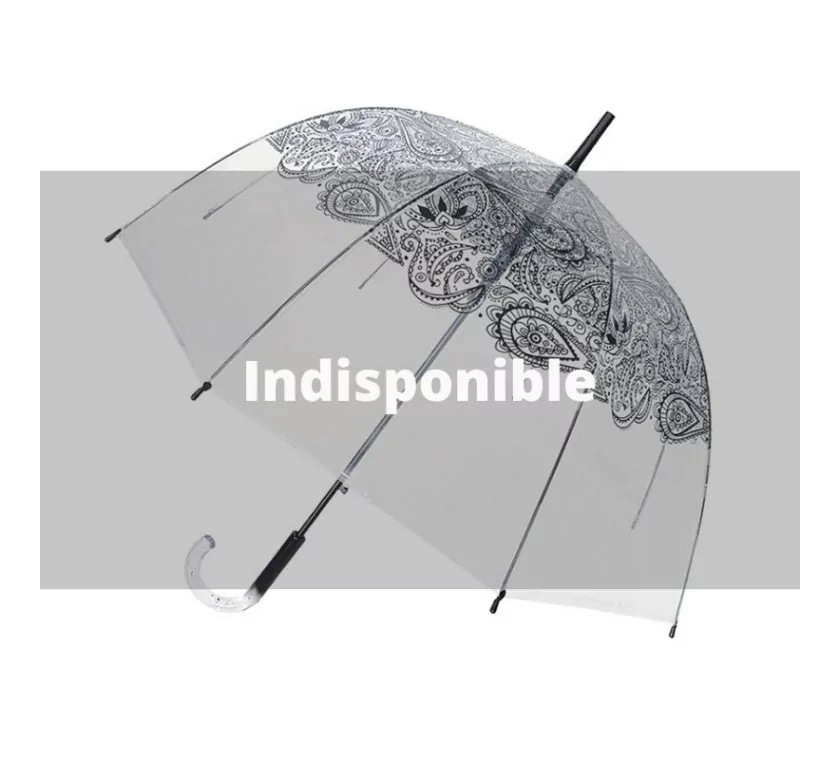 Smati parapluie long transparent automatique paisley noir